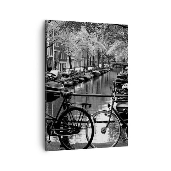 Obraz na płótnie - Bardzo holenderski widok - 50x70cm - Amsterdam Rower Architektura - Nowoczesny Canvas obraz do salonu do sypialni ARTTOR ARTTOR