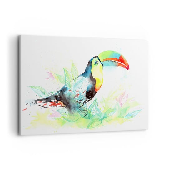 Obraz na płótnie - Barwny jak Ameryka Południowa - 120x80cm - Ptak Tukan Dla Dzieci - Nowoczesny obraz na ścianę do salonu do sypialni ARTTOR ARTTOR