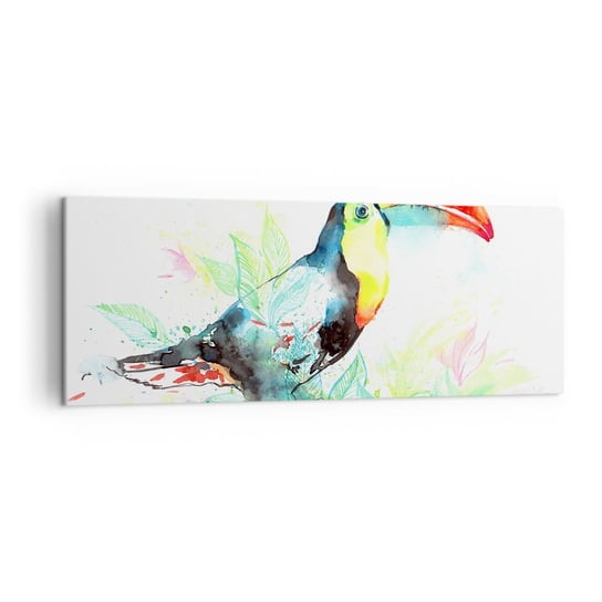 Obraz na płótnie - Barwny jak Ameryka Południowa - 140x50cm - Ptak Tukan Dla Dzieci - Nowoczesny Canvas obraz do salonu do sypialni ARTTOR ARTTOR