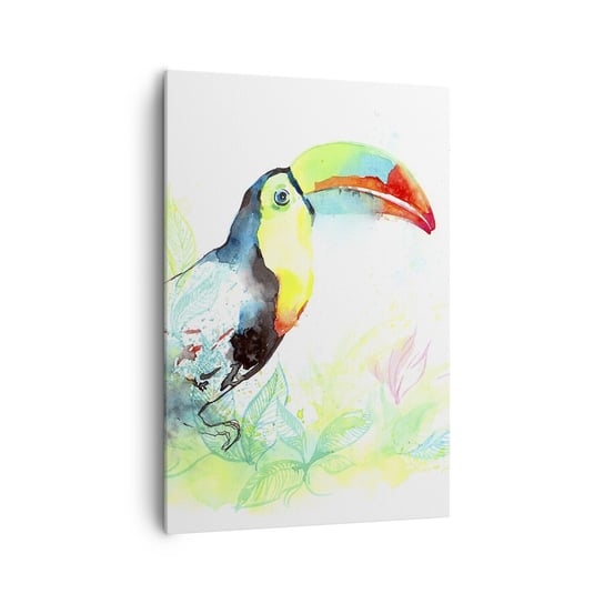 Obraz na płótnie - Barwny jak Ameryka Południowa - 70x100cm - Ptak Tukan Dla Dzieci - Nowoczesny foto obraz w ramie do salonu do sypialni ARTTOR ARTTOR