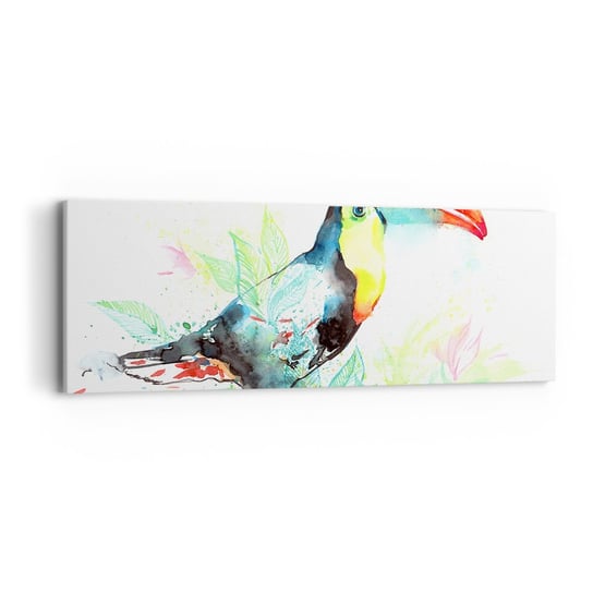 Obraz na płótnie - Barwny jak Ameryka Południowa - 90x30cm - Ptak Tukan Dla Dzieci - Nowoczesny Canvas obraz do salonu do sypialni ARTTOR ARTTOR
