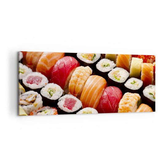 Obraz na płótnie - Barwy i smaki Azji - 100x40cm - Gastronomia Sushi Azja - Nowoczesny foto obraz w ramie do salonu do sypialni ARTTOR ARTTOR