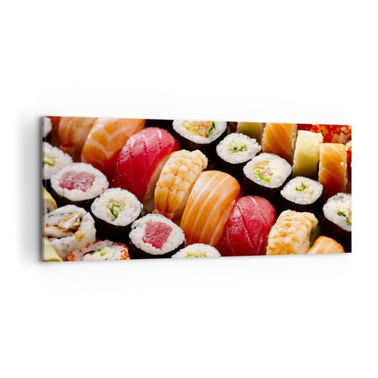 Obraz na płótnie - Barwy i smaki Azji - 120x50cm - Gastronomia Sushi Azja - Nowoczesny obraz na ścianę do salonu do sypialni ARTTOR ARTTOR