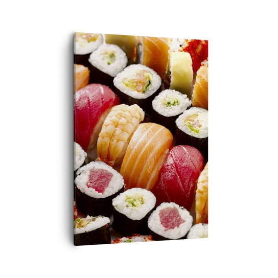 Obraz na płótnie - Barwy i smaki Azji - 50x70cm - Gastronomia Sushi Azja - Nowoczesny Canvas obraz do salonu do sypialni ARTTOR ARTTOR