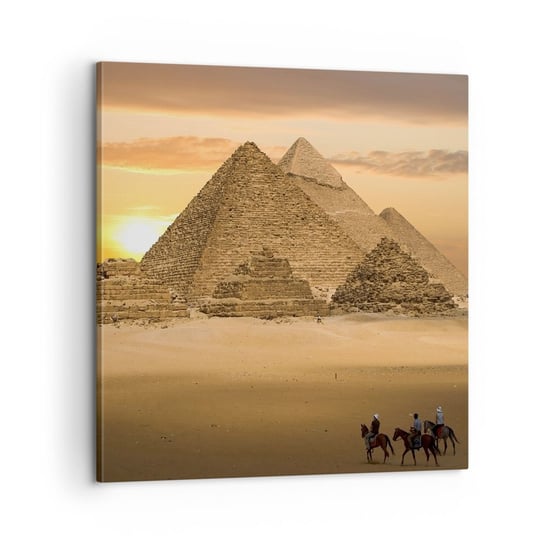 Obraz na płótnie - Bez zmian od tysięcy lat - 60x60 cm - Obraz nowoczesny - Architektura, Egipt, Piramidy, Pustynia, Zachód Słońca - AC60x60-2196 ARTTOR