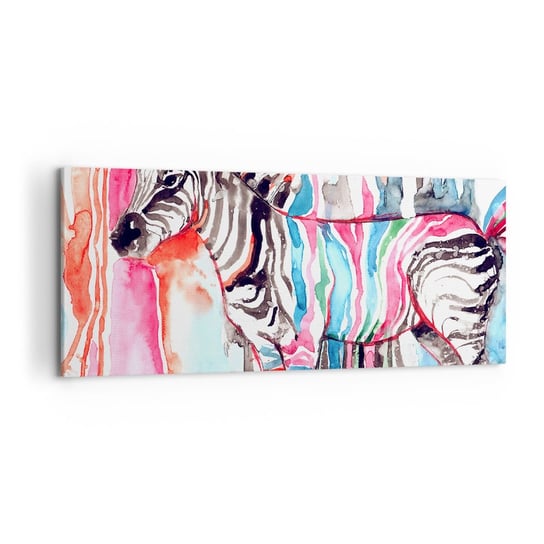 Obraz na płótnie - Beztroski żart natury - 100x40cm - Abstrakcja Zebra Grafika - Nowoczesny foto obraz w ramie do salonu do sypialni ARTTOR ARTTOR