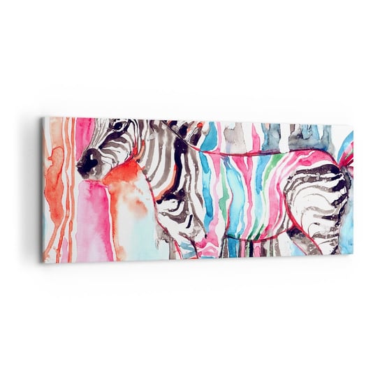 Obraz na płótnie - Beztroski żart natury - 120x50cm - Abstrakcja Zebra Grafika - Nowoczesny obraz na ścianę do salonu do sypialni ARTTOR ARTTOR