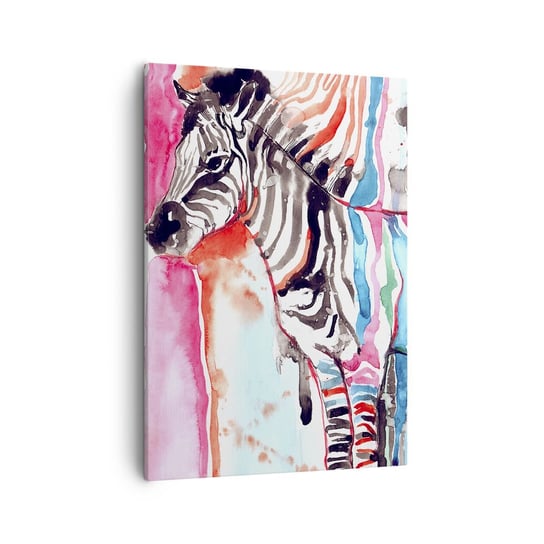 Obraz na płótnie - Beztroski żart natury - 50x70cm - Abstrakcja Zebra Grafika - Nowoczesny Canvas obraz do salonu do sypialni ARTTOR ARTTOR