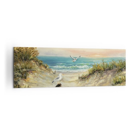 Obraz na płótnie - Bezwietrzne zacisze - 160x50cm - Krajobraz Morze Plaża - Nowoczesny foto obraz w ramie do salonu do sypialni ARTTOR ARTTOR