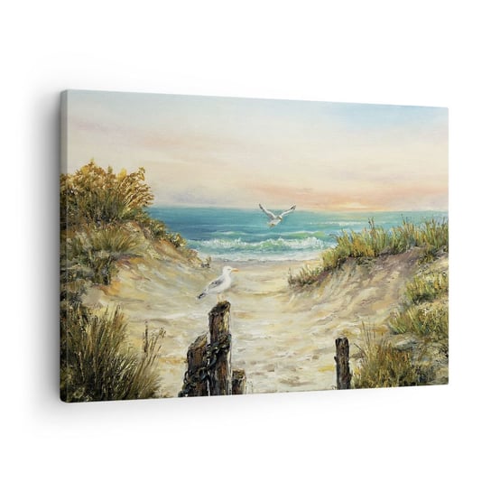 Obraz na płótnie - Bezwietrzne zacisze - 70x50cm - Krajobraz Morze Plaża - Nowoczesny Canvas obraz do salonu do sypialni ARTTOR ARTTOR