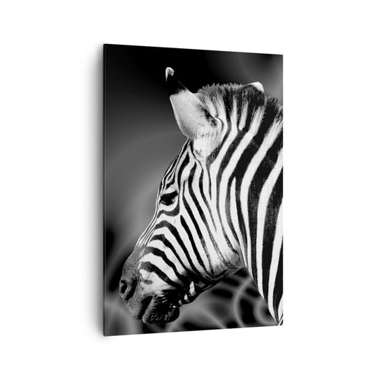 Obraz na płótnie - Białe jest białe, a czarne jest czarne - 70x100cm - Zebra Czarno-Biały Zwierzęta - Nowoczesny foto obraz w ramie do salonu do sypialni ARTTOR ARTTOR