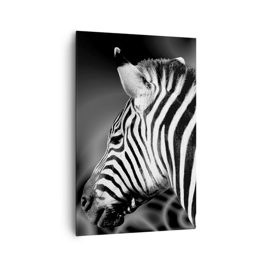 Obraz na płótnie - Białe jest białe, a czarne jest czarne - 80x120cm - Zebra Czarno-Biały Zwierzęta - Nowoczesny obraz na ścianę do salonu do sypialni ARTTOR ARTTOR
