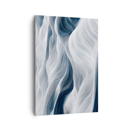 Obraz na płótnie - Biało-błękitne fale - 50x70cm - Polarny Wywijasy Fale - Nowoczesny Canvas obraz do salonu do sypialni ARTTOR ARTTOR