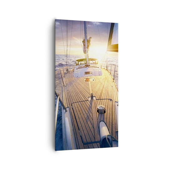 Obraz na płótnie - Biegnąca po falach - 65x120 cm - Obraz nowoczesny - Jacht Żaglowy, Morze, Żeglarstwo, Podróże, Słońce - PA65x120-4076 ARTTOR