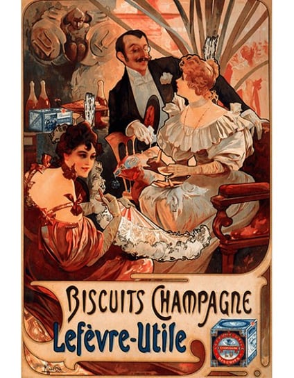 Obraz na płótnie Biscuits Champagne Lefevre Utile - Alfons Mucha 60x40 Fedkolor