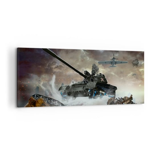 Obraz na płótnie - Bitwa jest straszna i piękna - 100x40cm - Militaria Wojna Czołg - Nowoczesny foto obraz w ramie do salonu do sypialni ARTTOR ARTTOR