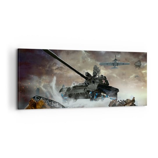 Obraz na płótnie - Bitwa jest straszna i piękna - 120x50cm - Militaria Wojna Czołg - Nowoczesny obraz na ścianę do salonu do sypialni ARTTOR ARTTOR