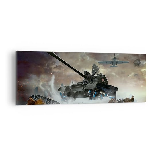 Obraz na płótnie - Bitwa jest straszna i piękna - 140x50cm - Militaria Wojna Czołg - Nowoczesny Canvas obraz do salonu do sypialni ARTTOR ARTTOR