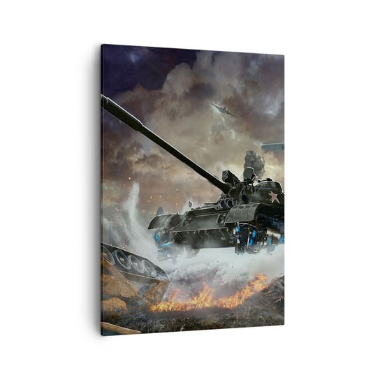 Obraz na płótnie - Bitwa jest straszna i piękna - 50x70cm - Militaria Wojna Czołg - Nowoczesny Canvas obraz do salonu do sypialni ARTTOR ARTTOR