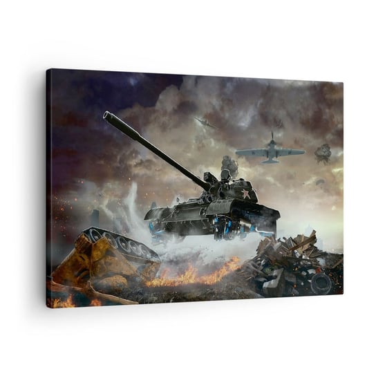 Obraz na płótnie - Bitwa jest straszna i piękna - 70x50cm - Militaria Wojna Czołg - Nowoczesny Canvas obraz do salonu do sypialni ARTTOR ARTTOR