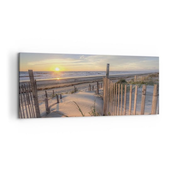 Obraz na płótnie - Blask i cień wiatru - 100x40cm - Zachód Słońca Morze Krajobraz - Nowoczesny foto obraz w ramie do salonu do sypialni ARTTOR ARTTOR