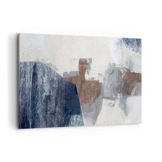 Obraz na płótnie - Błękitno-brunatne kształty - 120x80cm - Sztuka Abstrakcja Minimalizm - Nowoczesny obraz na ścianę do salonu do sypialni ARTTOR ARTTOR