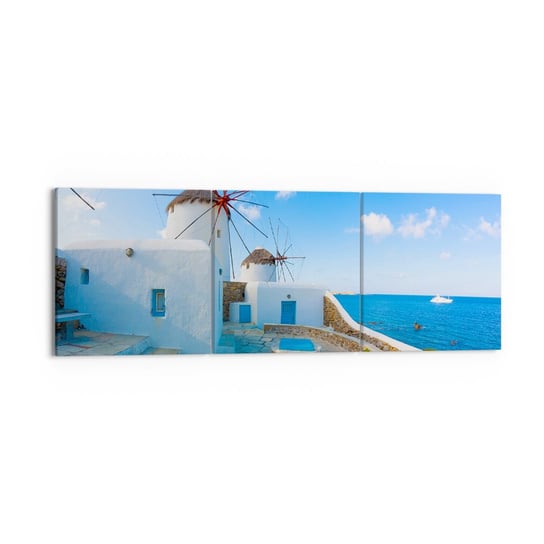 Obraz na płótnie - Błękitny wiatr od morza - 150x50 cm - Obraz nowoczesny - Architektura, Krajobraz, Grecja, Kreta, Morze - CA150x50-2424 ARTTOR
