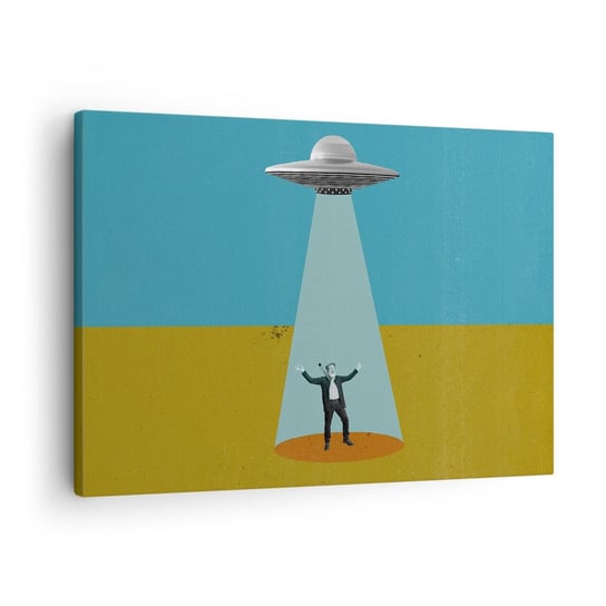 Obraz na płótnie - Bliskie spotkanie - 70x50cm - Ufo Sztuka Współczesna Surrealizm - Nowoczesny Canvas obraz do salonu do sypialni ARTTOR ARTTOR