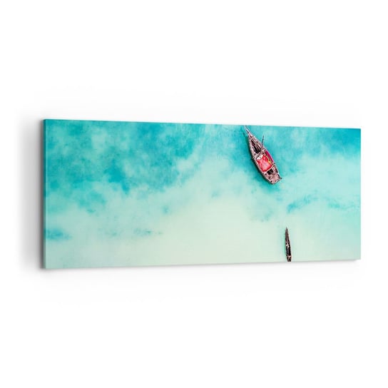 Obraz na płótnie - Bo na plażach Zanzibaru, kiedy nadmiar wód… - 100x40cm - Krajobraz Zanzibar Ocean - Nowoczesny foto obraz w ramie do salonu do sypialni ARTTOR ARTTOR