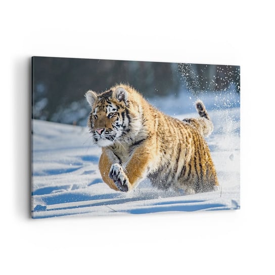 Obraz na płótnie - Bóg syberyjskiej tajgi - 120x80cm - Tygrys Zwierzęta Natura - Nowoczesny obraz na ścianę do salonu do sypialni ARTTOR ARTTOR