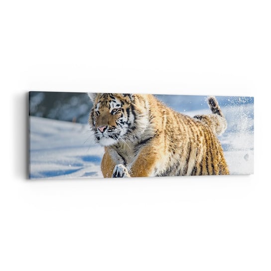 Obraz na płótnie - Bóg syberyjskiej tajgi - 90x30cm - Tygrys Zwierzęta Natura - Nowoczesny Canvas obraz do salonu do sypialni ARTTOR ARTTOR