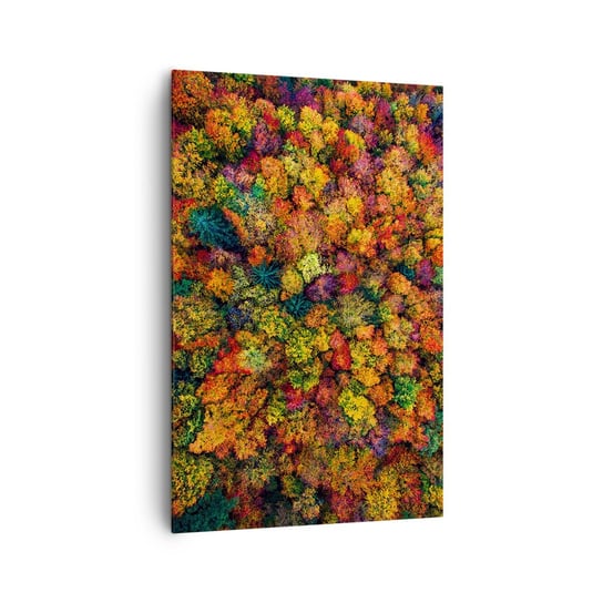 Obraz na płótnie - Bukiet jesiennych drzew - 80x120cm - Krajobraz Las Drzewa - Nowoczesny obraz na ścianę do salonu do sypialni ARTTOR ARTTOR