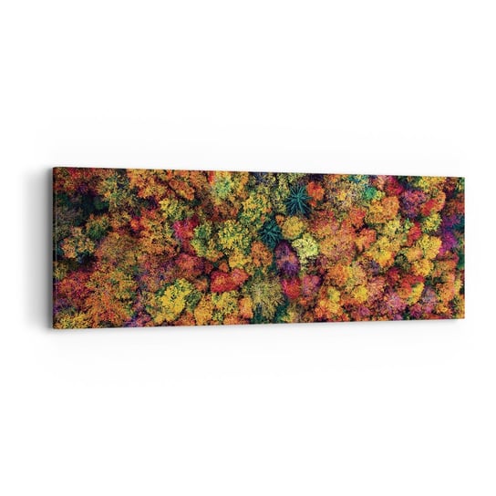 Obraz na płótnie - Bukiet jesiennych drzew - 90x30cm - Krajobraz Las Drzewa - Nowoczesny Canvas obraz do salonu do sypialni ARTTOR ARTTOR