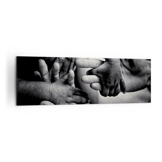 Obraz na płótnie - Być człowiekiem - 160x50 cm - Obraz nowoczesny - Dłonie, Ludzie, Miłość, Przyjaźń, Czarno-Biały - AB160x50-4990 ARTTOR