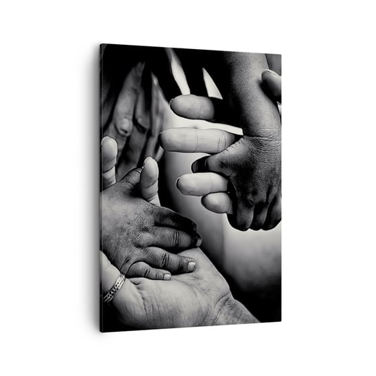 Obraz na płótnie - Być człowiekiem - 50x70cm - Dłonie Ludzie Miłość - Nowoczesny Canvas obraz do salonu do sypialni ARTTOR ARTTOR