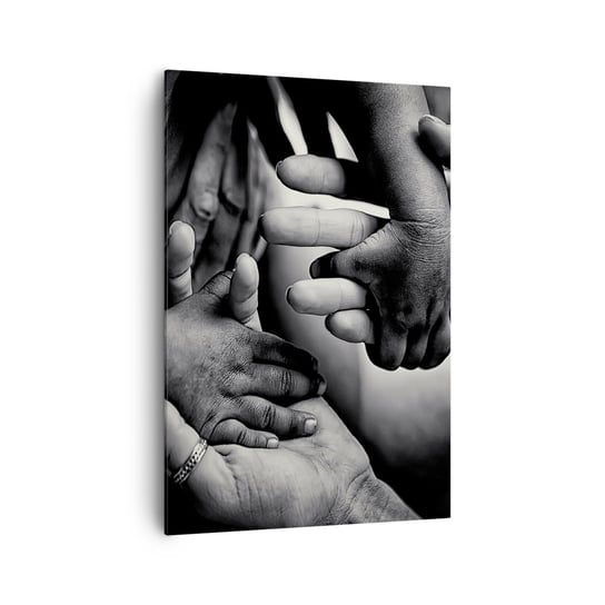Obraz na płótnie - Być człowiekiem - 70x100cm - Dłonie Ludzie Miłość - Nowoczesny foto obraz w ramie do salonu do sypialni ARTTOR ARTTOR