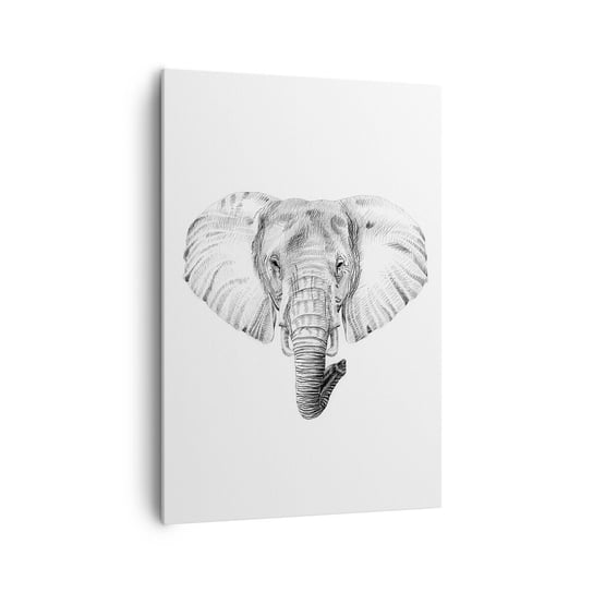 Obraz na płótnie - "Był sobie słoń, wielki jak - słoń" - 70x100cm - Zwierzęta Słoń Grafika - Nowoczesny foto obraz w ramie do salonu do sypialni ARTTOR ARTTOR