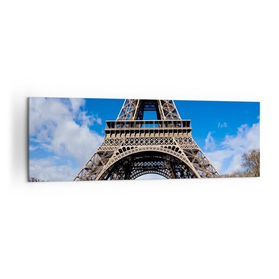 Obraz na płótnie - Cały Paryż u jej stóp - 160x50cm - Wieża Eiffla Paryż Architektura - Nowoczesny foto obraz w ramie do salonu do sypialni ARTTOR ARTTOR