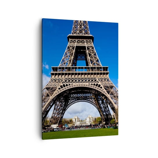 Obraz na płótnie - Cały Paryż u jej stóp - 50x70cm - Wieża Eiffla Paryż Architektura - Nowoczesny Canvas obraz do salonu do sypialni ARTTOR ARTTOR
