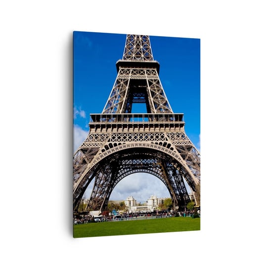 Obraz na płótnie - Cały Paryż u jej stóp - 70x100cm - Wieża Eiffla Paryż Architektura - Nowoczesny foto obraz w ramie do salonu do sypialni ARTTOR ARTTOR