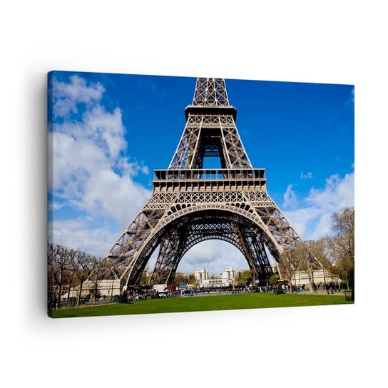 Obraz na płótnie - Cały Paryż u jej stóp - 70x50cm - Wieża Eiffla Paryż Architektura - Nowoczesny Canvas obraz do salonu do sypialni ARTTOR ARTTOR