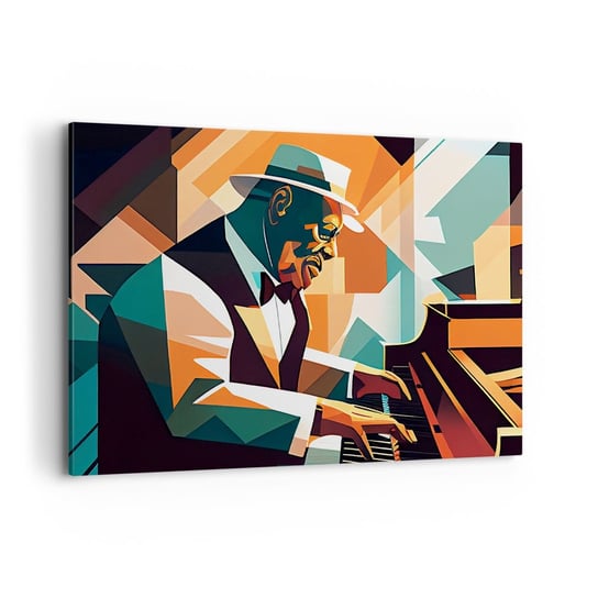 Obraz na płótnie - Cały ten jazz - 100x70cm - Fortepian Pianino Kubizm - Nowoczesny foto obraz w ramie do salonu do sypialni ARTTOR ARTTOR