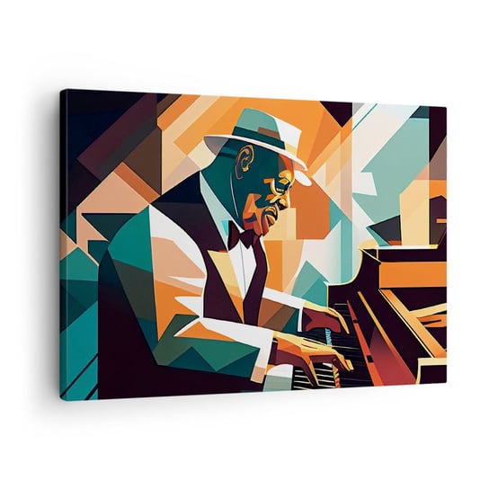 Obraz na płótnie - Cały ten jazz - 70x50cm - Fortepian Pianino Kubizm - Nowoczesny Canvas obraz do salonu do sypialni ARTTOR ARTTOR