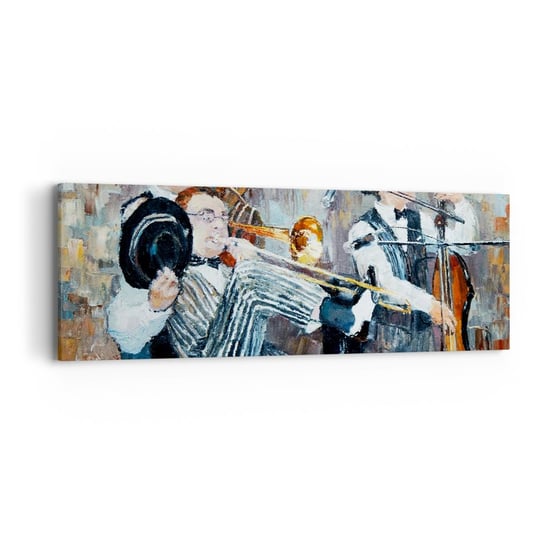 Obraz na płótnie - Cały ten jazz - 90x30cm - Muzyka Zespół Muzyczny Instrumenty Muzyczne - Nowoczesny Canvas obraz do salonu do sypialni ARTTOR ARTTOR