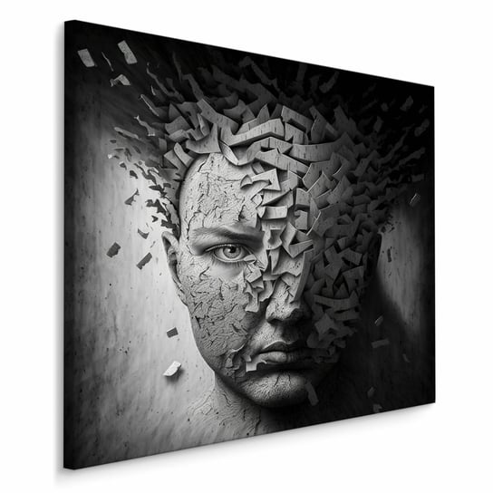 Obraz Na Płótnie Canvas Abstrakcja Twarz Beton Efekt 3D Portret Surrealizm 50Cm X 50Cm Muralo