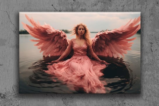 Obraz na płótnie canvas anioł dziewczyna róż g 30x20cm Obraz na płótnie