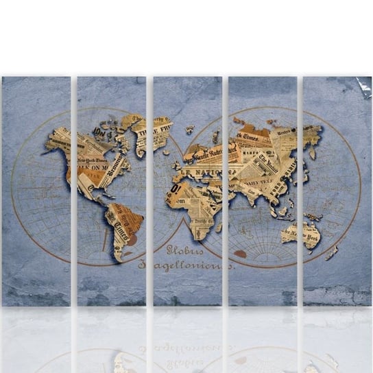 Obraz na płótnie Canvas CARO, Gazetowa mapa świata, 150x100 cm Feeby