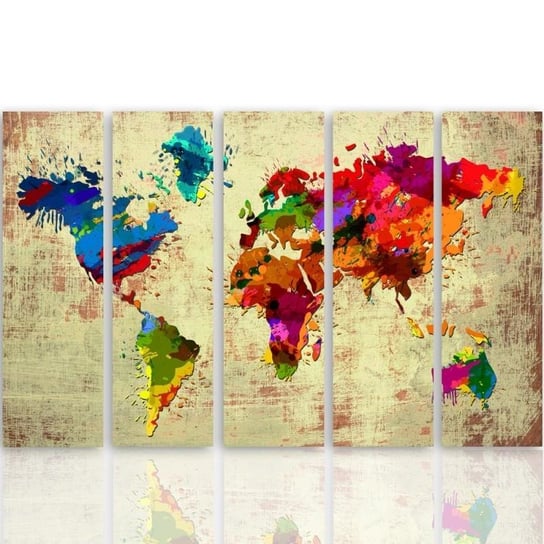 Obraz na płótnie Canvas CARO, Kolorowa Mapa świata 2, 150x100 cm Feeby