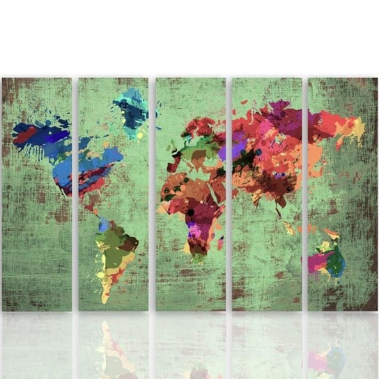 Obraz na płótnie Canvas CARO, Kolorowa Mapa świata 3, 150x100 cm Feeby