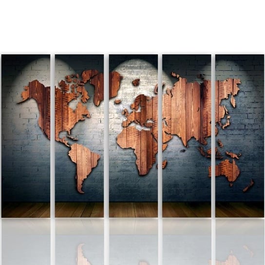 Obraz na płótnie Canvas CARO, Mapa świata – deski, 150x100 cm Feeby
